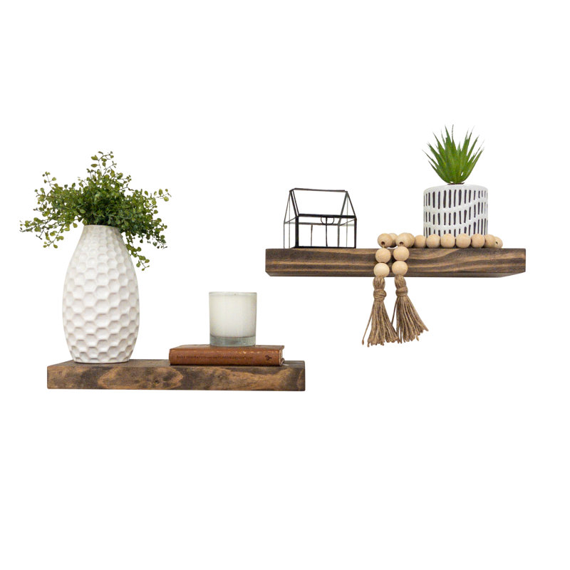 Birch Lane™ Grant 2 Piece Pine Solid Wood Floating Shelf & Reviews Wayfair